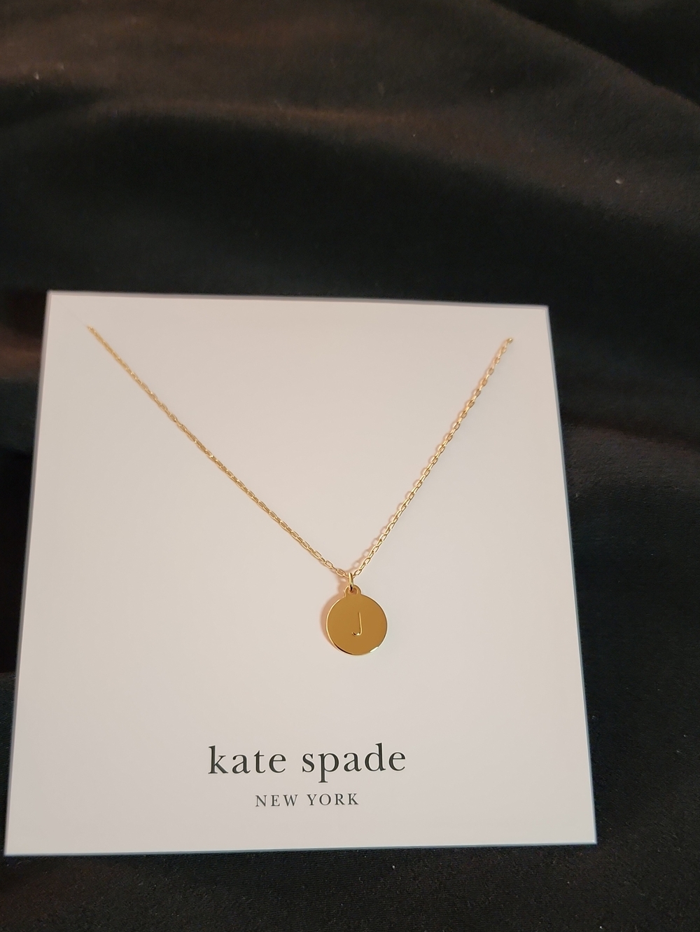 kate spade gold initial J disc pendant necklace